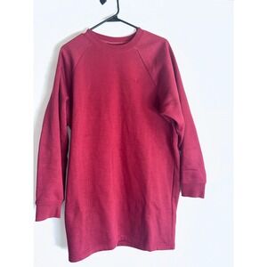 Calvin Klein Womens Burgundy Fleece Raglan Sweatshirt Dress Red Small CK Logo